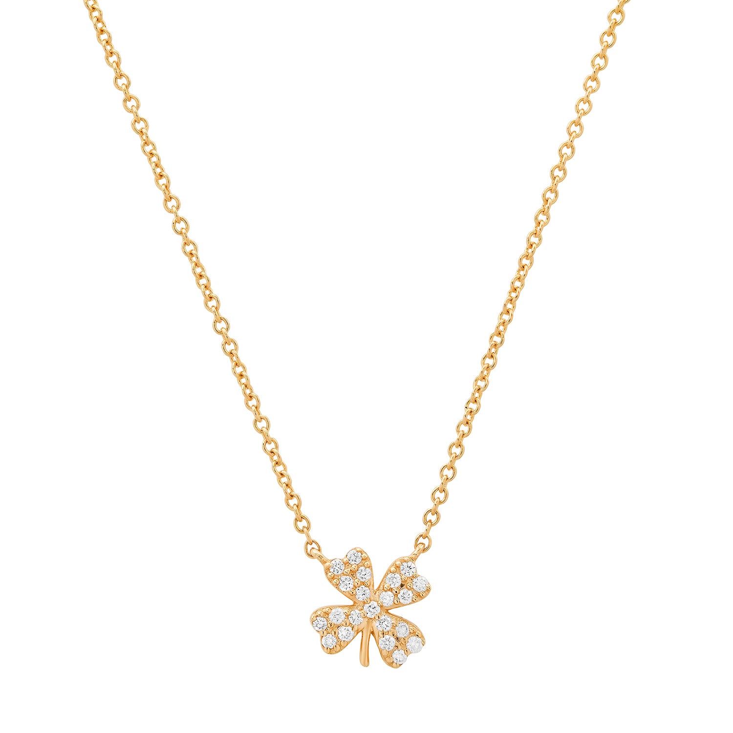 Glitzy Diamond Clover Icon Necklace