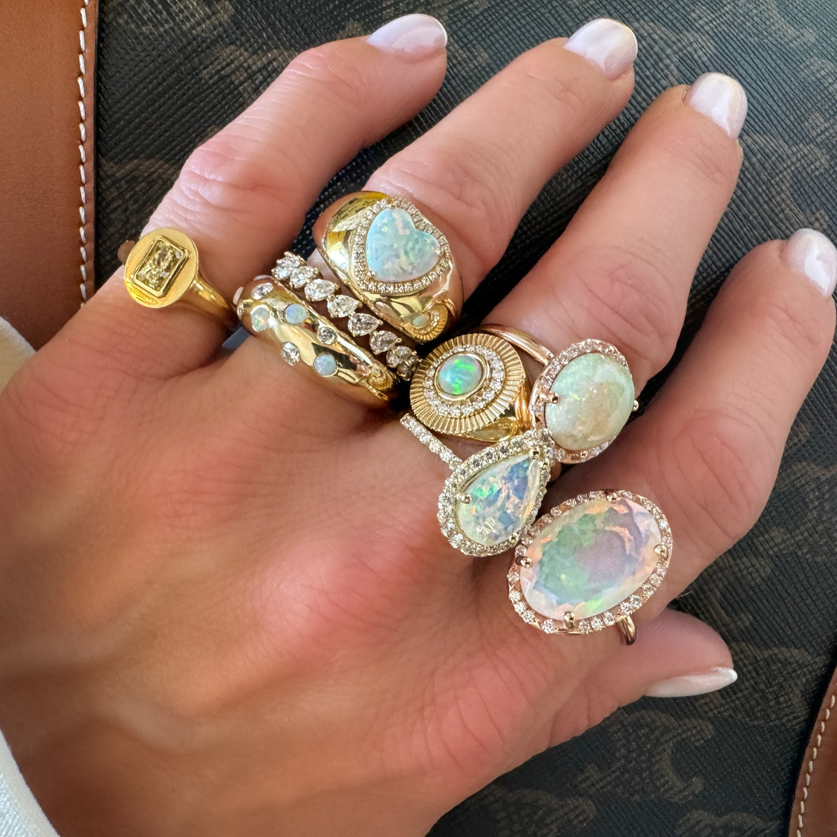 Glowing Pear Shaped Opal & Diamond Statement Ring | Curated by AB