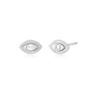 Gold & Diamond Evil Eye Stud Earrings