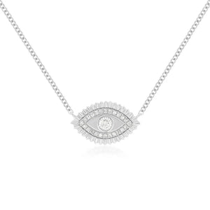 Gold & Diamond Evil Eye Protection Necklace