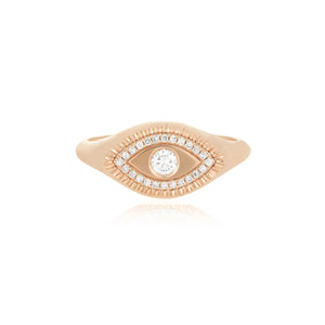 Gold & Diamond Evil Eye Protection Ring