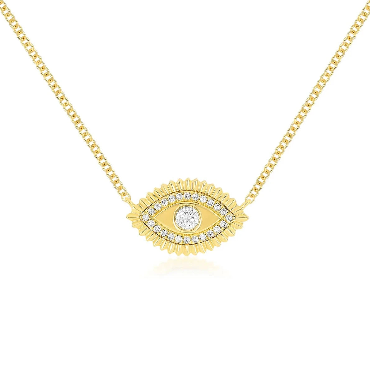 Gold & Diamond Evil Eye Protection Necklace