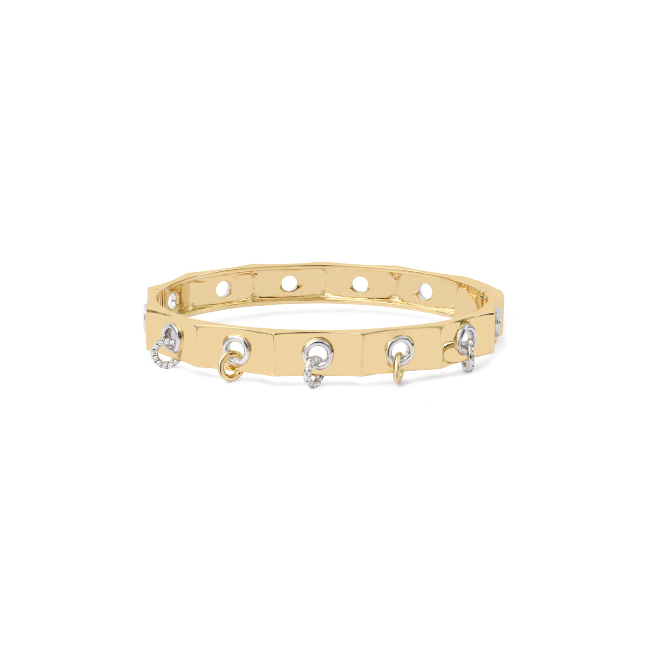 Gold Eyelet Bracelet with Gold & Diamond Piercings