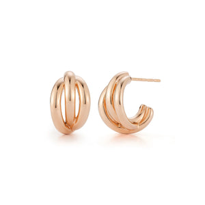 Gold Knot Huggie Hoop Earrings