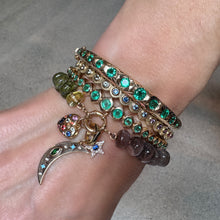 Graduated Emerald or Tourmaline Starry Night Metal Set Bangle Bracelet