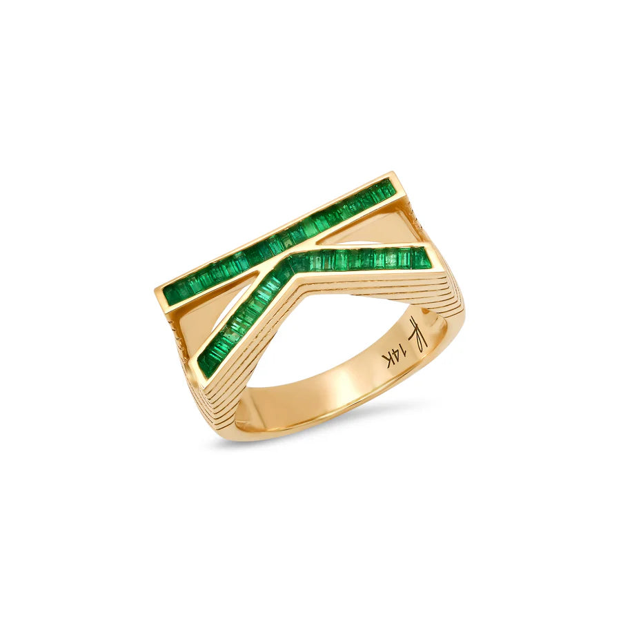 Grandsize Encrusted Initial Ring