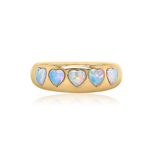 Classic Opal Heart Nomad Band Ring