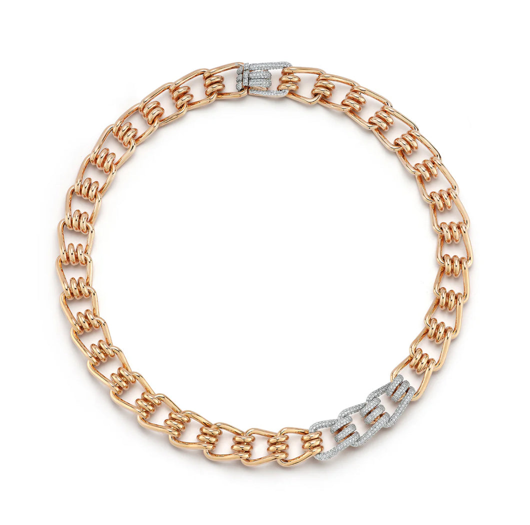 Huxley Gold & Diamond Coil Link Collar Necklace