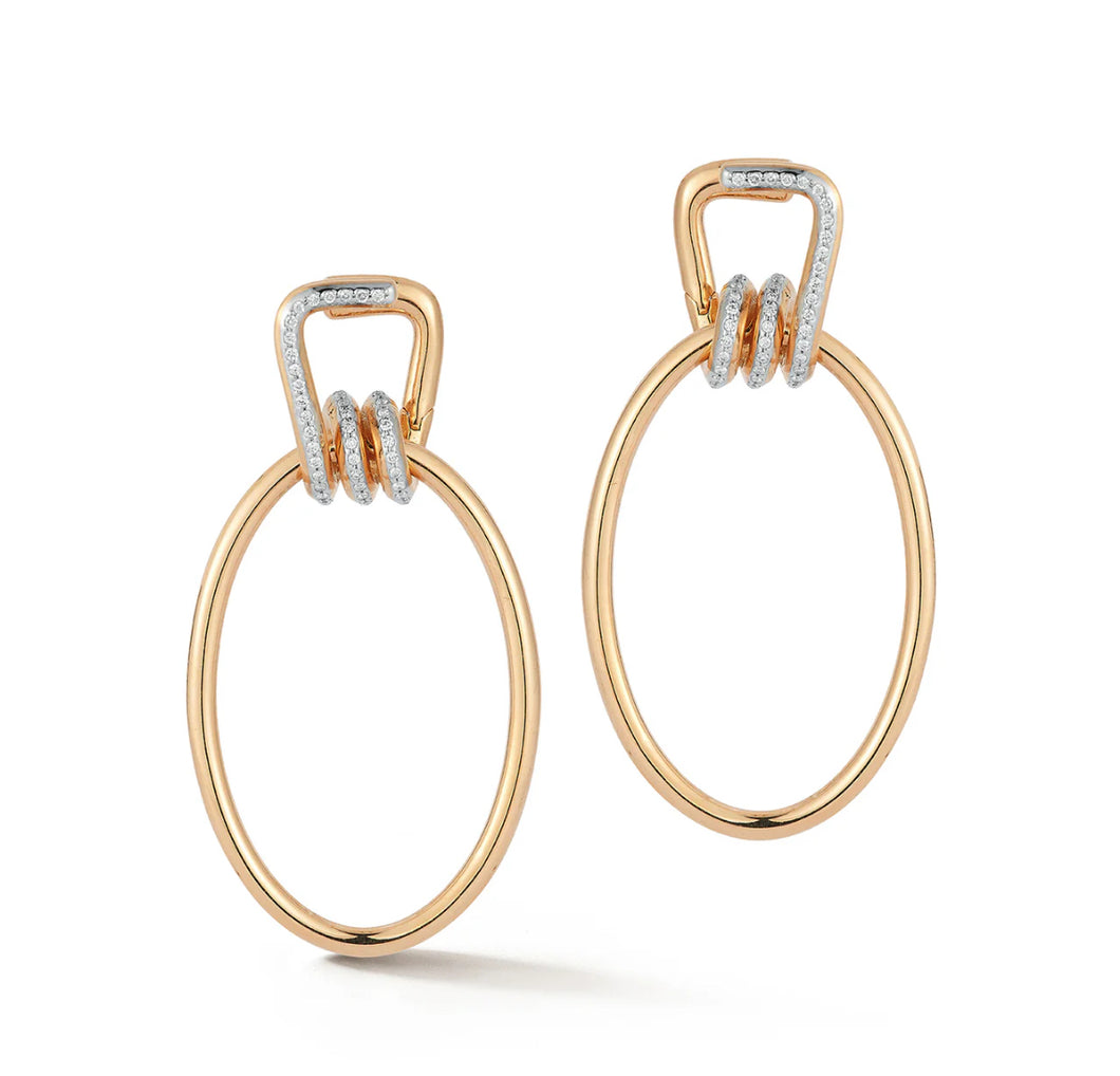 Huxley Gold & Diamond Coil Link Drop Hoop Earrings