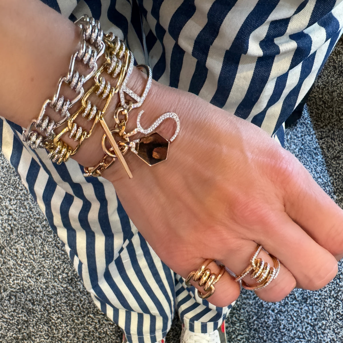 Huxley Gold or Diamond Single Coil Link Ring – Milestones by Ashleigh ...