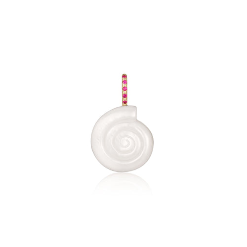 Naia Pink Sapphire & Mother of Pearl Spiral Shell Charm