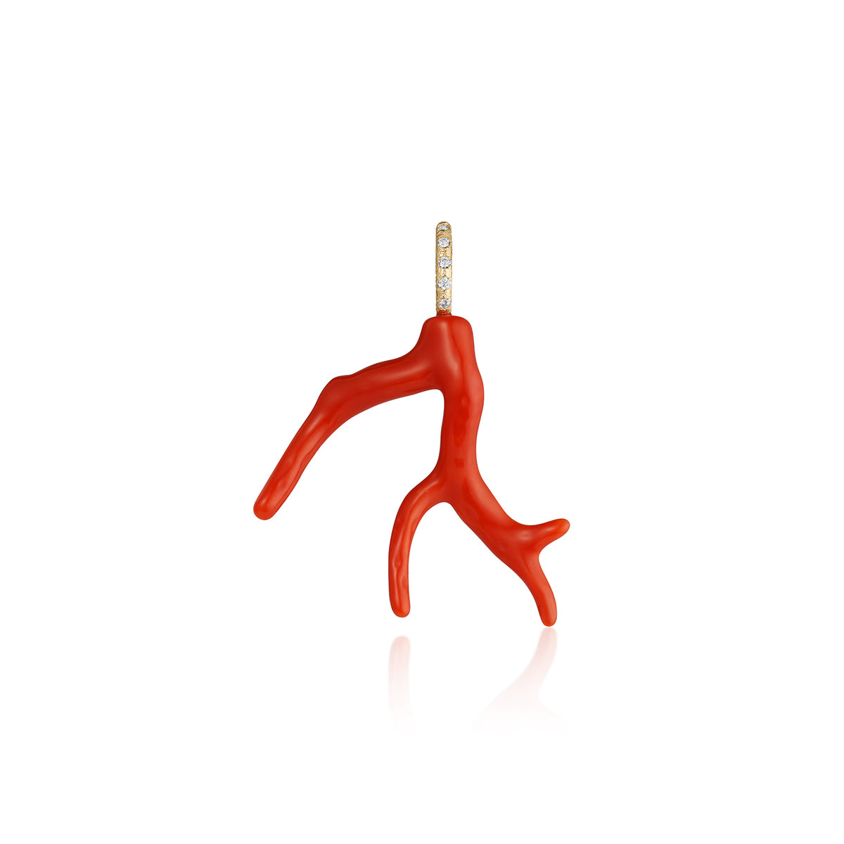 One of a Kind Coralie Mediterranean Coral Charm with Diamonds