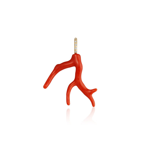 One of a Kind Coralie Mediterranean Coral Charm with Diamonds