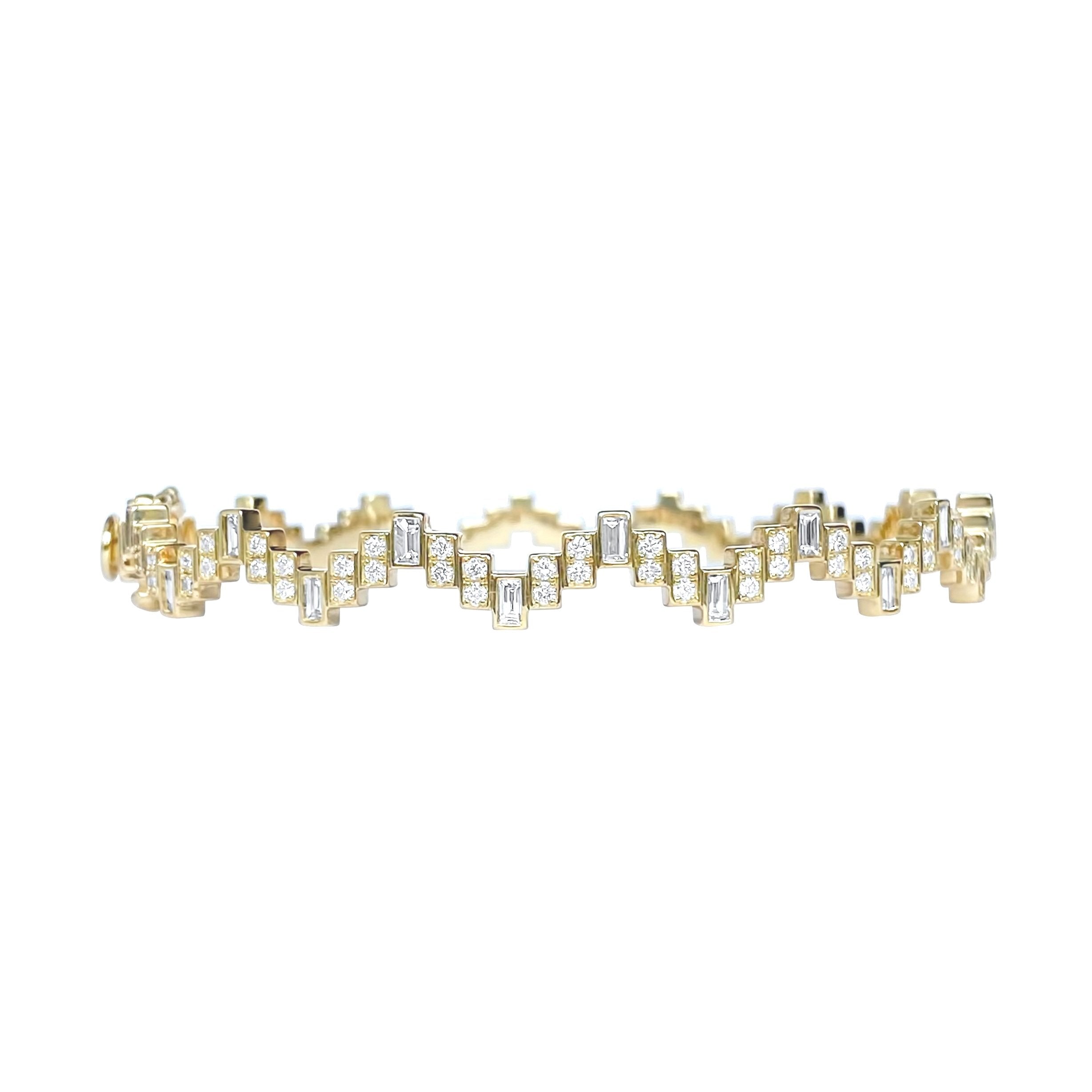 Enlightenment Equilibrium Baguette & Round Diamond Skinny Bracelet