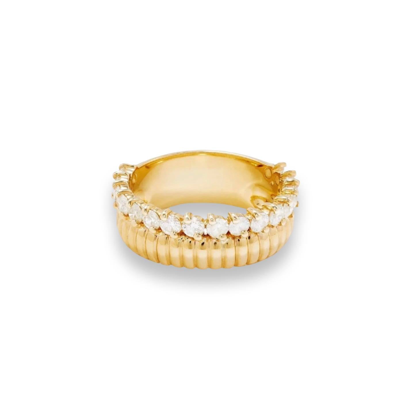 50/50 Fluted Gold & Diamond Stacking Ring