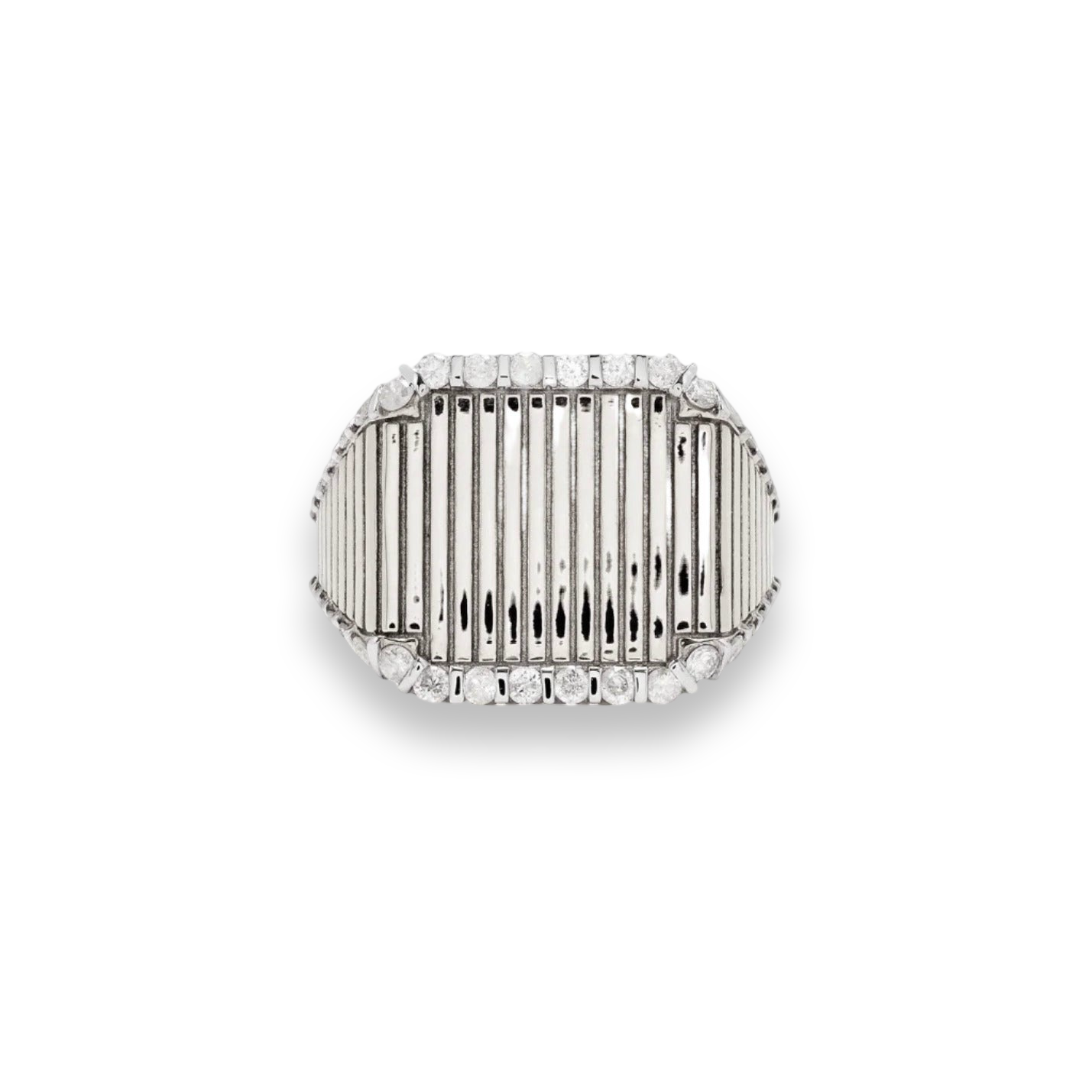 Diamond & Gold Fluted Princess Signet Ring