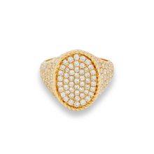 Bright Full Pave Diamond Oval Signet Ring