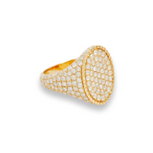 Bright Full Pave Diamond Oval Signet Ring