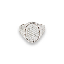 Bright Full Pave Diamond Oval Signet Ring