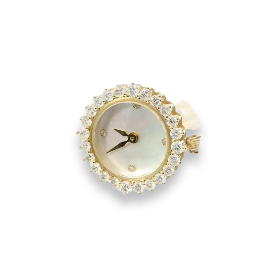 Diamond Lady of the Hour Clock Signet Ring