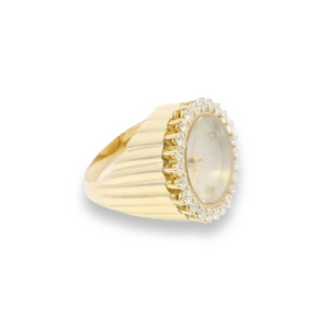 Diamond Lady of the Hour Clock Signet Ring