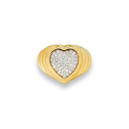 Full of Diamonds Fluted Gold Heart Ring