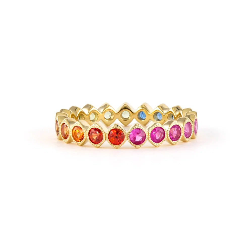 Narrow Show your Love Bezel Set Gemstone or Diamond Eternity Band Ring