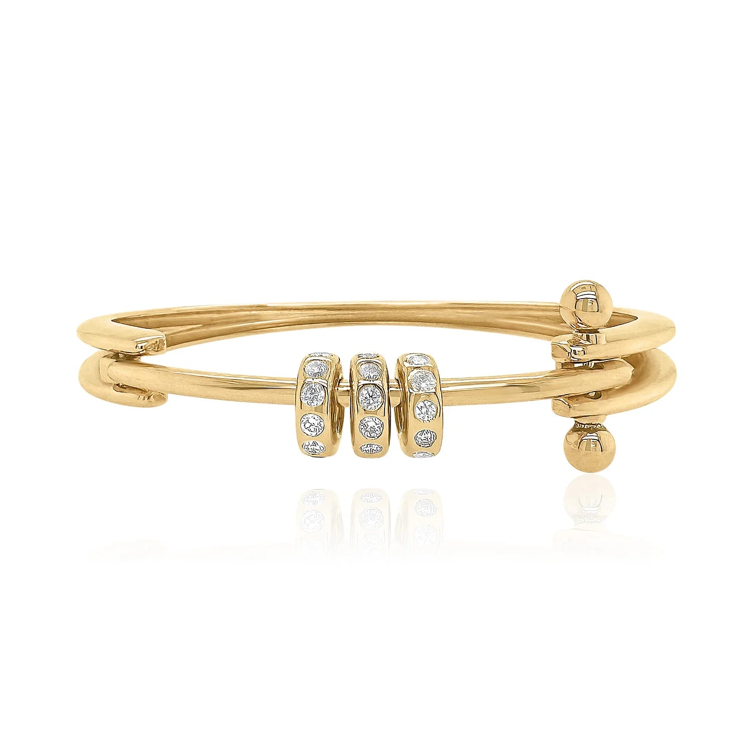 Functional Gold Barbell Charm Bangle Bracelet
