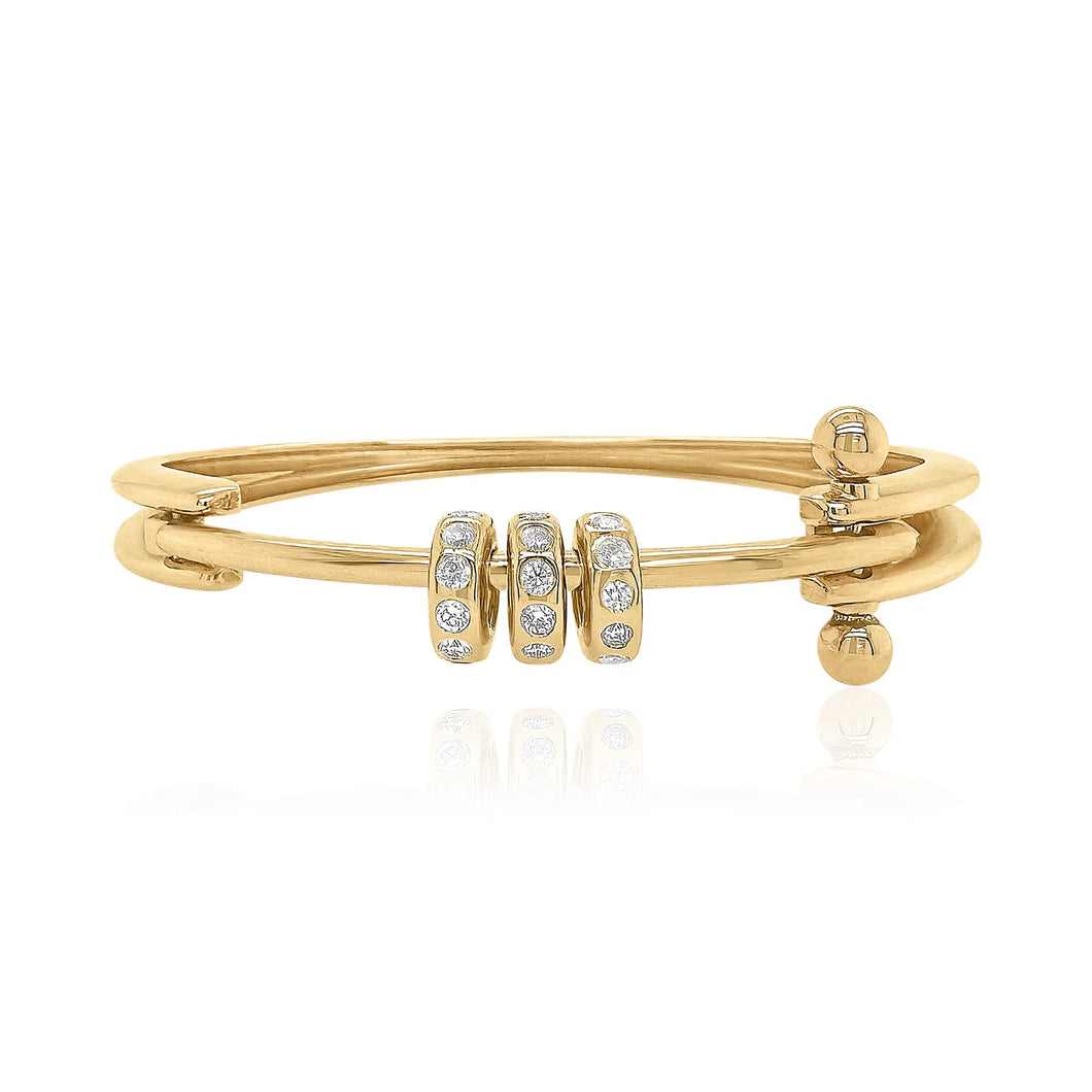 Functional Gold Barbell Charm Bangle Bracelet