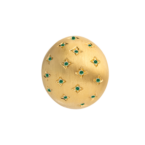 Scattered Diamond or Emerald Matte Dome Ring