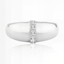 Domed Stacking Ring with Diamond Row
