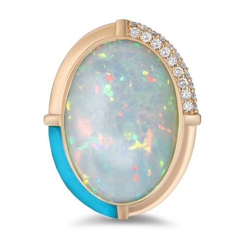 One of a Kind Opal & Turquoise Sugar & Spice Ring