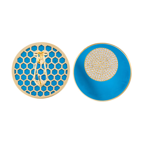 Gemstone & Pave Diamond Disc Earrings