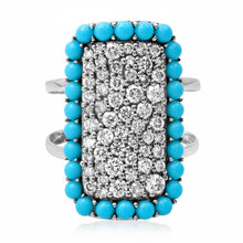 Two-Tone Diamond Pave Statement Ring with Turquoise Frame