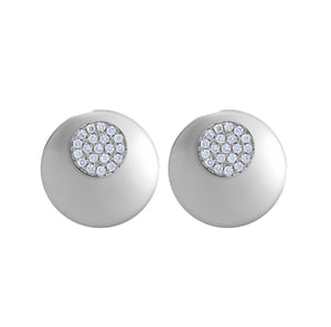 Small Gold & Pave Diamond Disc Earrings