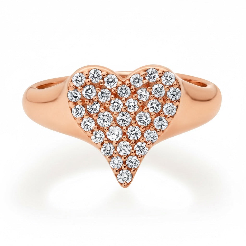 Heavenly Pave Diamond Heart Ring