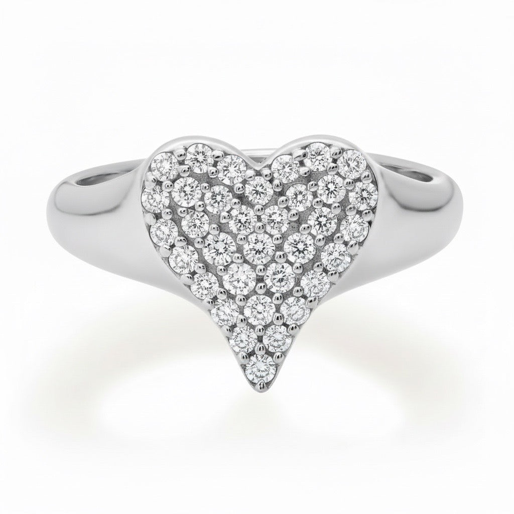 Heavenly Pave Diamond Heart Ring