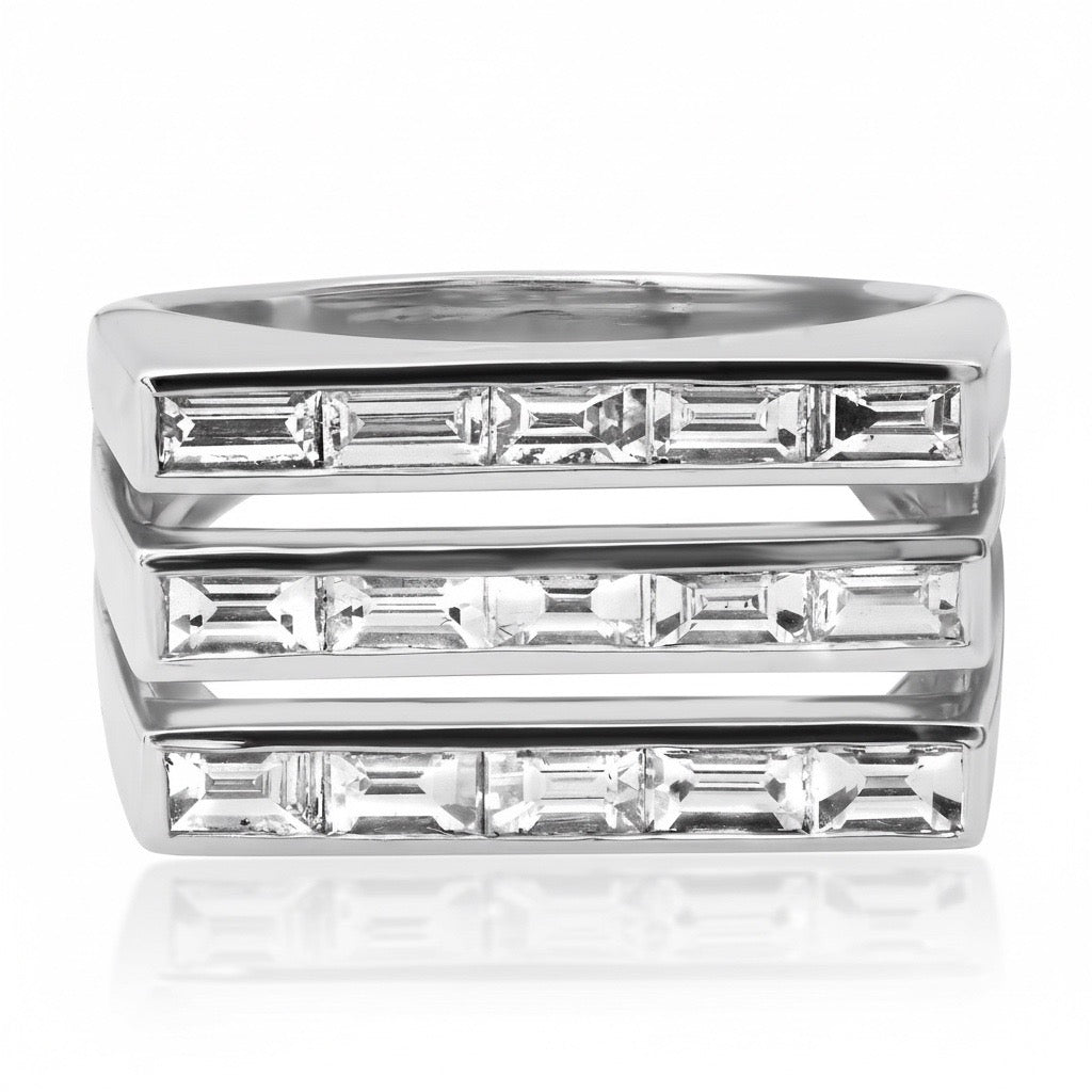 Bold Diamond Baguette Statement Stacking Ring