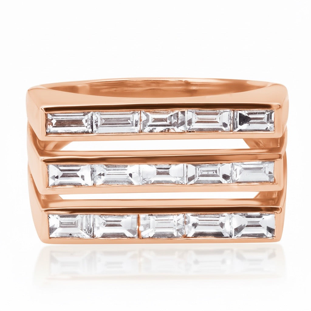 Bold Diamond Baguette Statement Stacking Ring