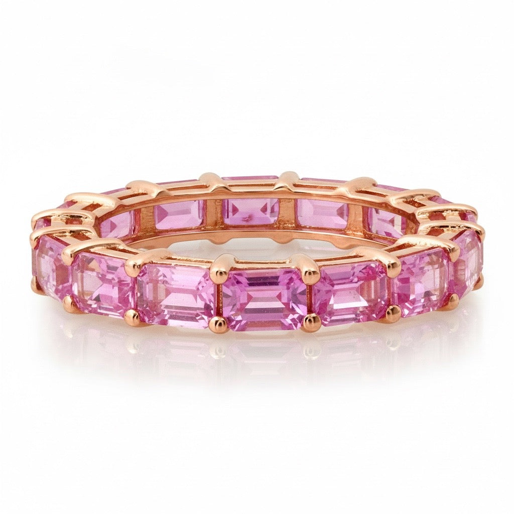 Pretty Pink Sapphire Baguette Eternity Band Ring