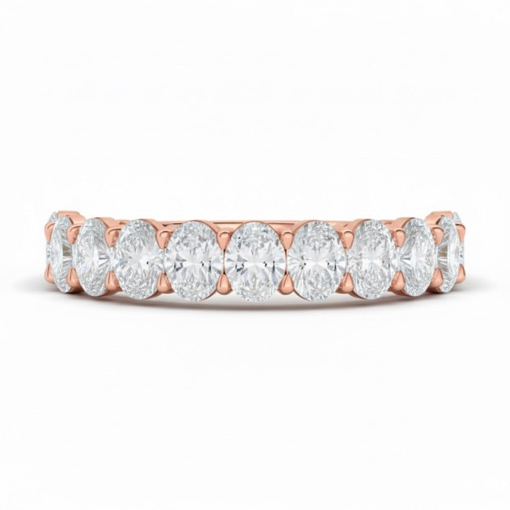 Half Oval Cut Lab Grown Diamond Eternity Band Ring