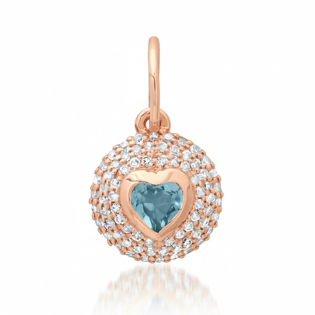 Diamond & Gemstone Bubble Bezel Heart Charm