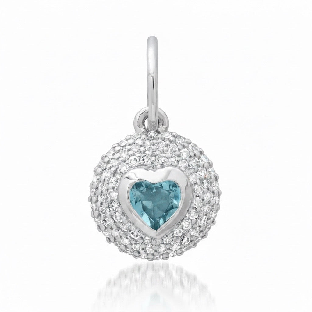 Diamond & Gemstone Bubble Bezel Heart Charm