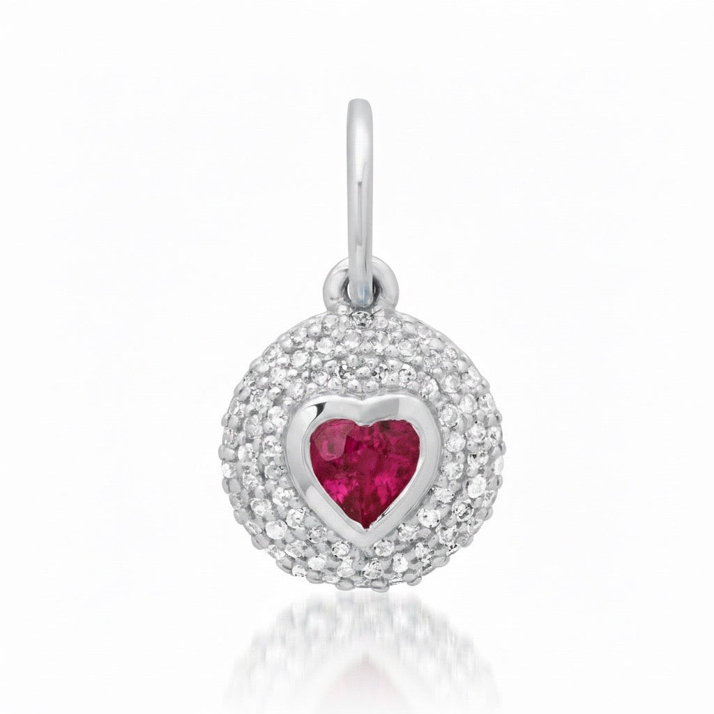 Diamond & Gemstone Bubble Bezel Heart Charm