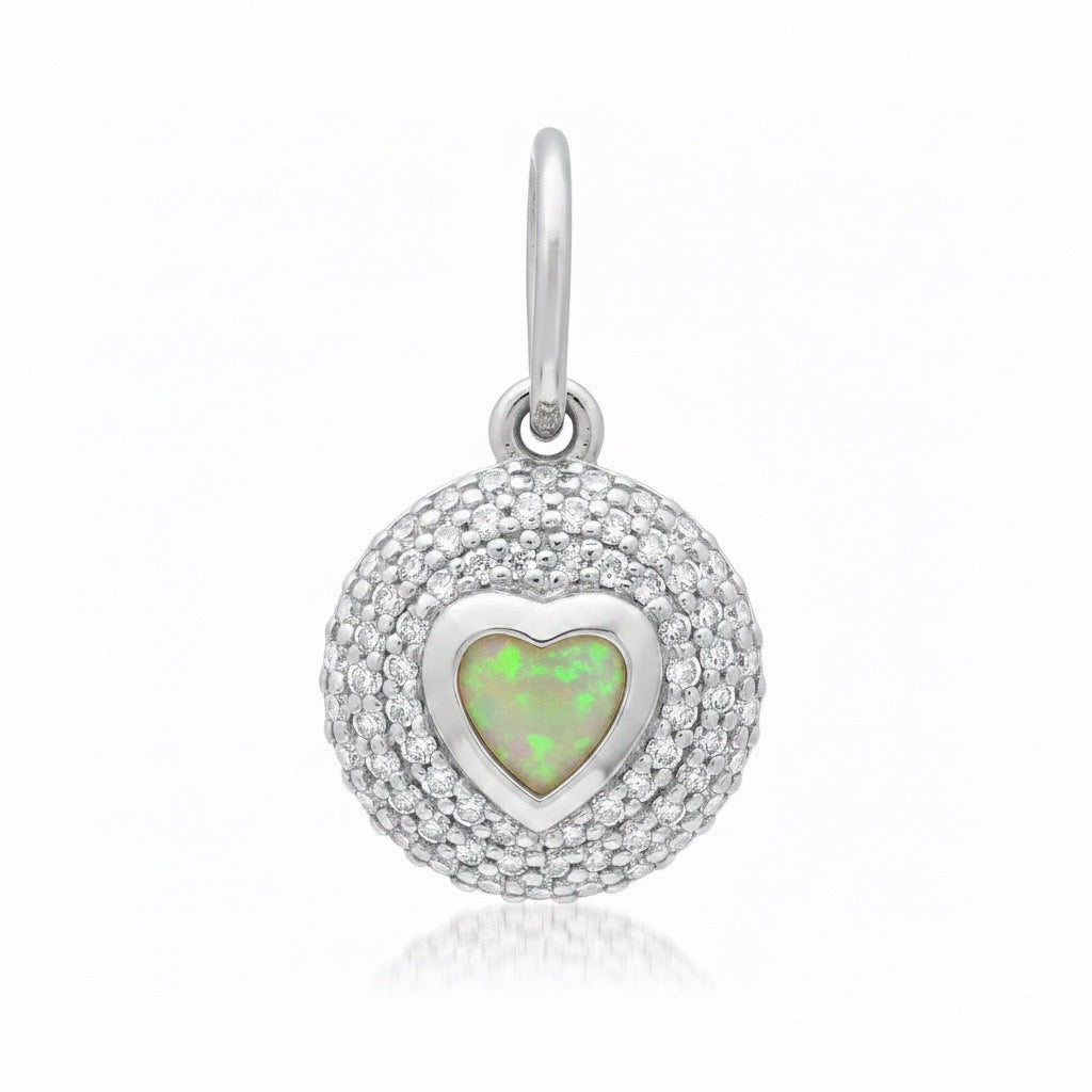 Diamond & Gemstone Bubble Bezel Heart Charm