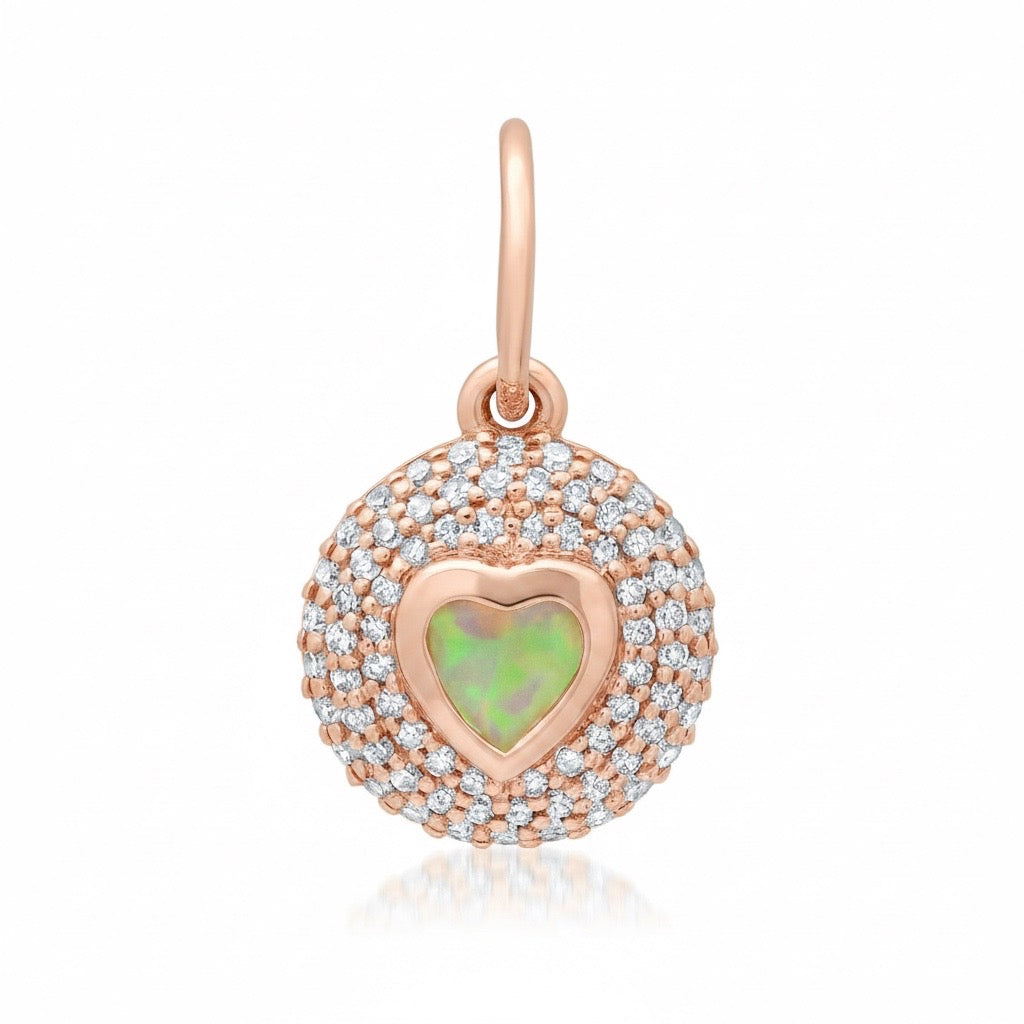 Diamond & Gemstone Bubble Bezel Heart Charm