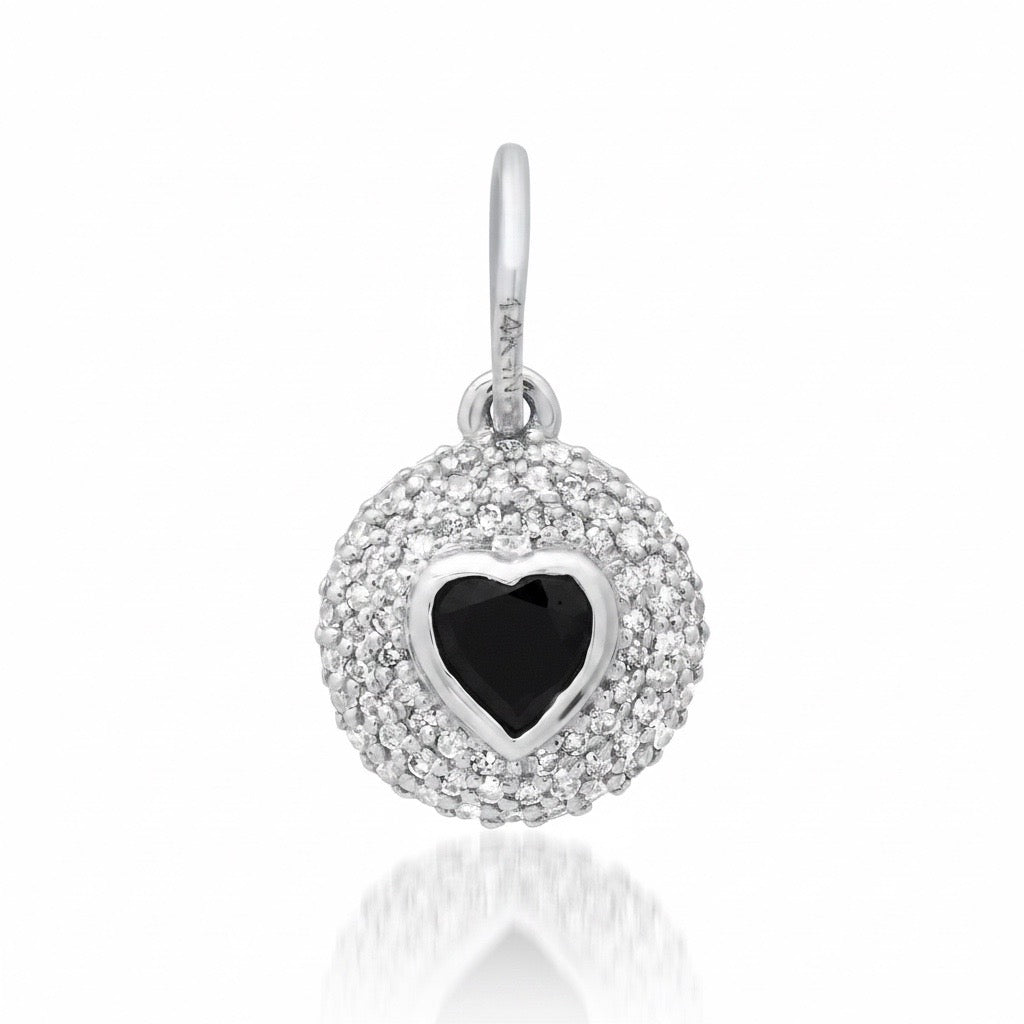 Diamond & Gemstone Bubble Bezel Heart Charm