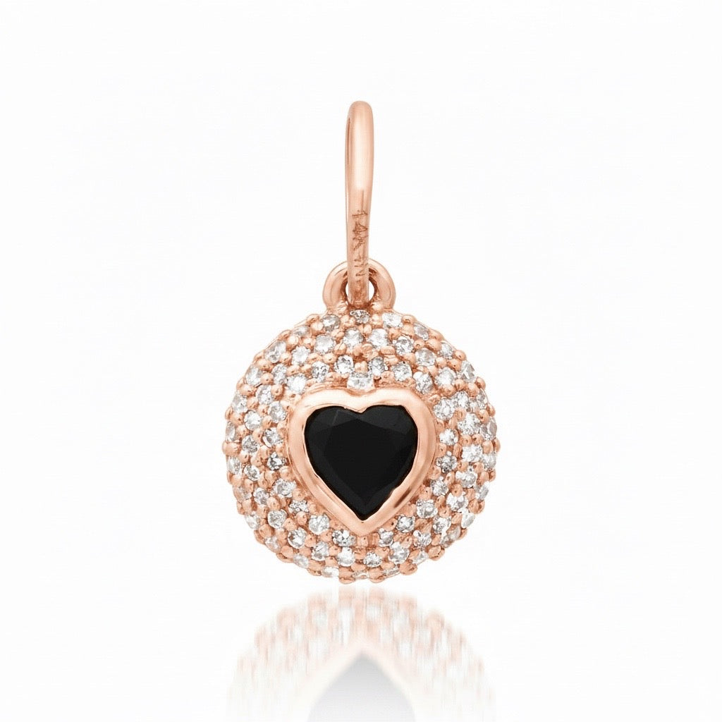 Diamond & Gemstone Bubble Bezel Heart Charm