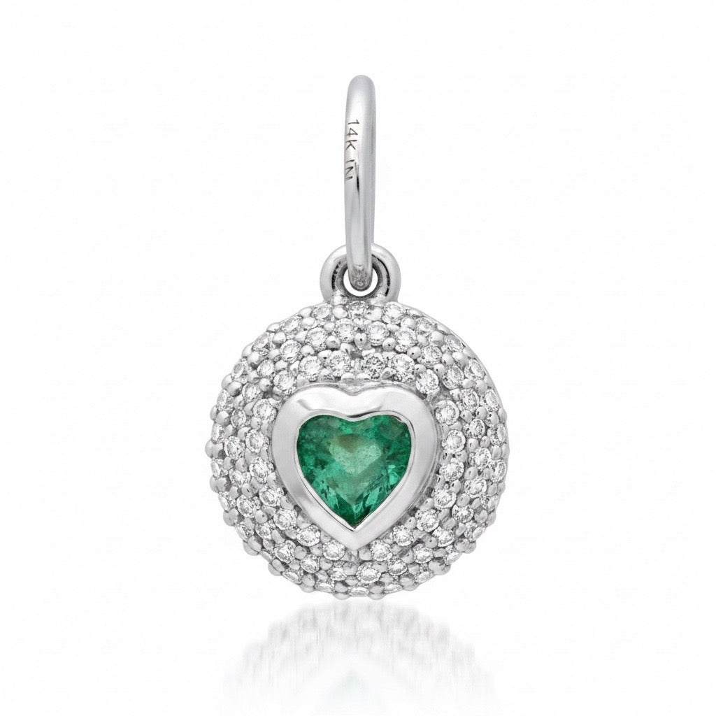 Diamond & Gemstone Bubble Bezel Heart Charm