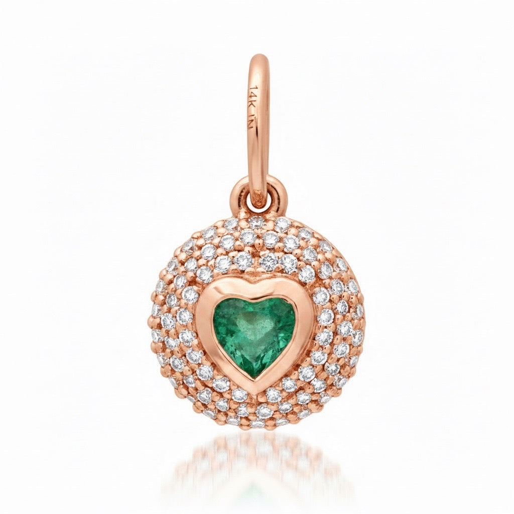 Diamond & Gemstone Bubble Bezel Heart Charm